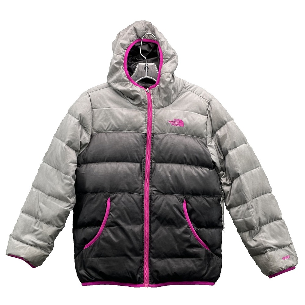 North Face Goose Puffer 550 Jacket Girls Large Reversible Outdoor Hike Camp Snow
